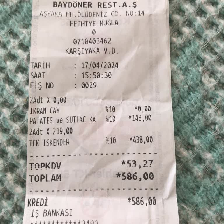 Baydöner Fazla Ücret Aldı İade Etmiyor