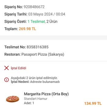 Trendyol Pasaport Pizza Siparişimi İptal Etti Ve Paramı Geri Vermedi