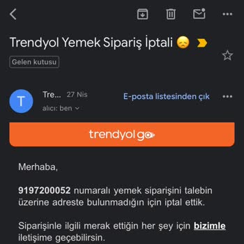 Trendyol GO Sipariş İptali Ve İade Sorunu