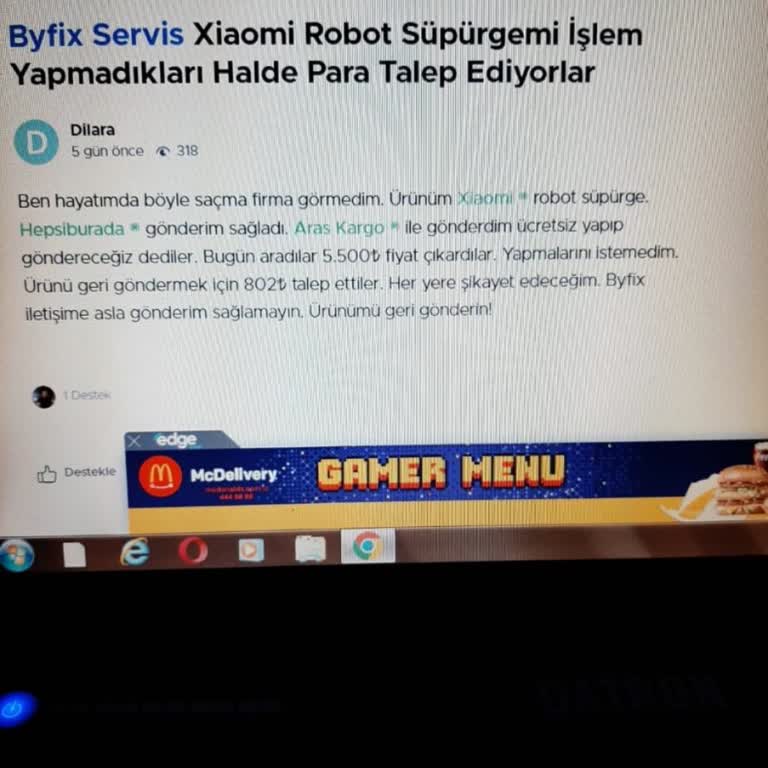 Hepsiburada Garantisi Devam Robotum İçin Özel Servis Numarası Verdi