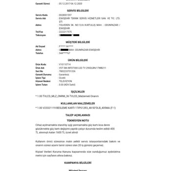 Vestel Servis Çalışan TV Yi Bozdu