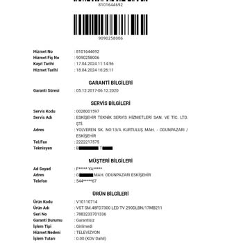 Vestel Servis Çalışan TV Yi Bozdu