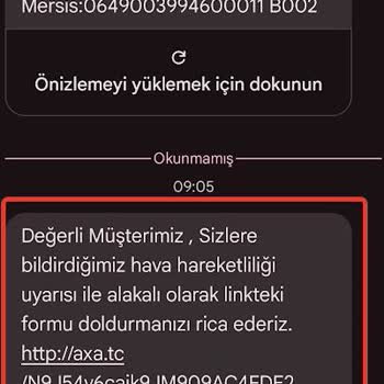 Axa Sigorta Tarafından Telefonuma Gelen Şüpheli SMS'ler