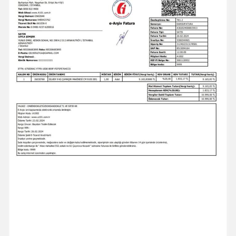 A101 9kilo SEG Çamaşır Makinesi