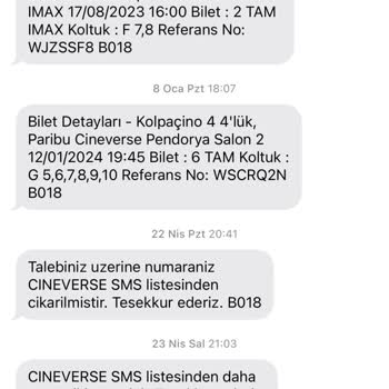 Paribu Cineverse İzinsiz SMS Gönderimi