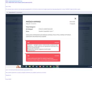 N11.com Kapatılan Mağaza Sipariş Bildirimi