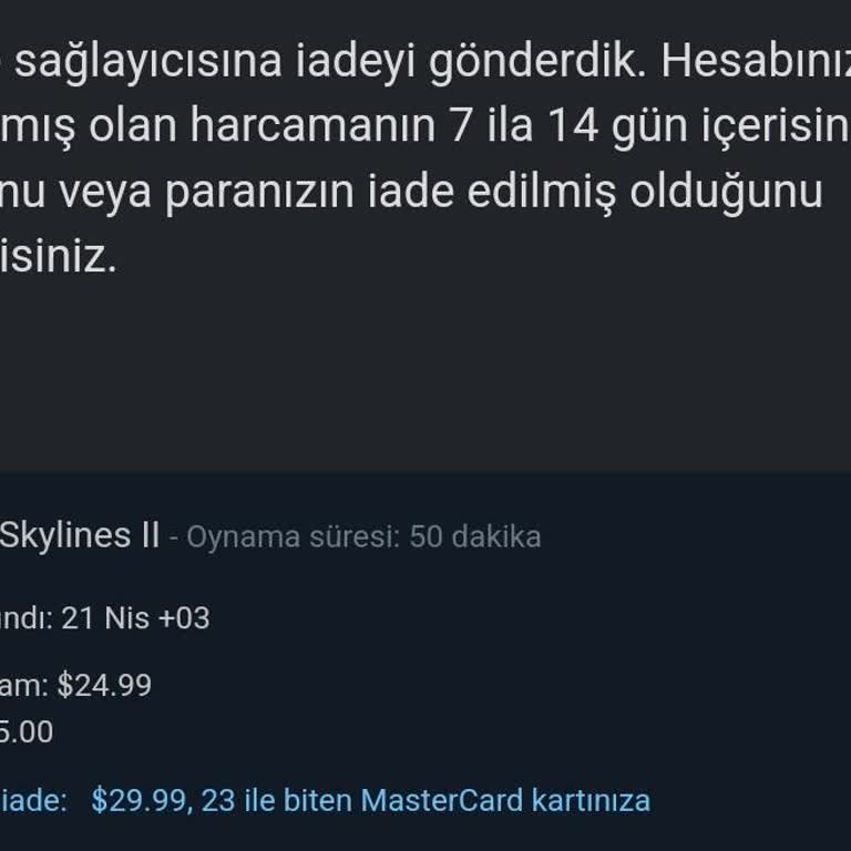 Steam Para İademi Göndermedi