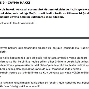 EasyCep Cayma Hakkı Sorunu
