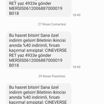 Paribu Cineverse Reklam Mesajlarını İstememe Rağmen Sürekli Gelmesi