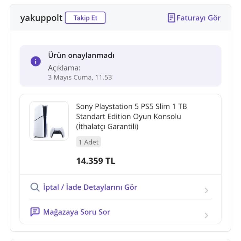 N11 Yakuppolt Satıcı Şirket Ps5 Parasını Ödediğim Ürünü Göndermediler