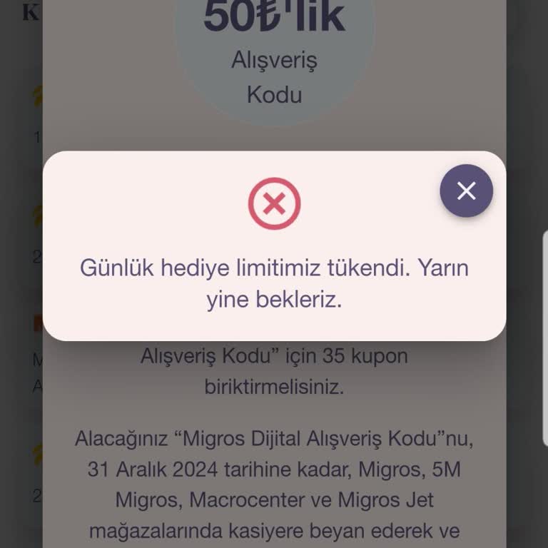Turkcell Bizce Uygulaması Migros Kupon Sorunu