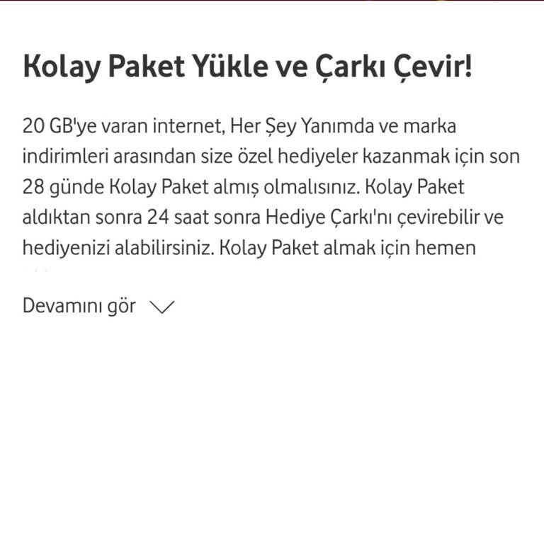 Vodafone Çark Hediyesini Kullanamıyorum