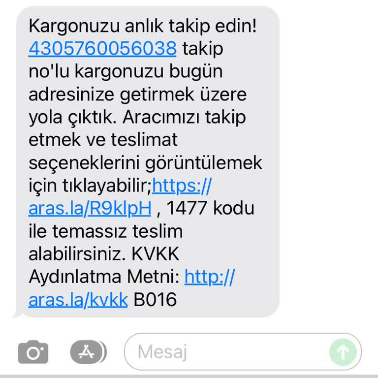 Aras Kargo Hasandağ Şubesinden Gelen Mesaj