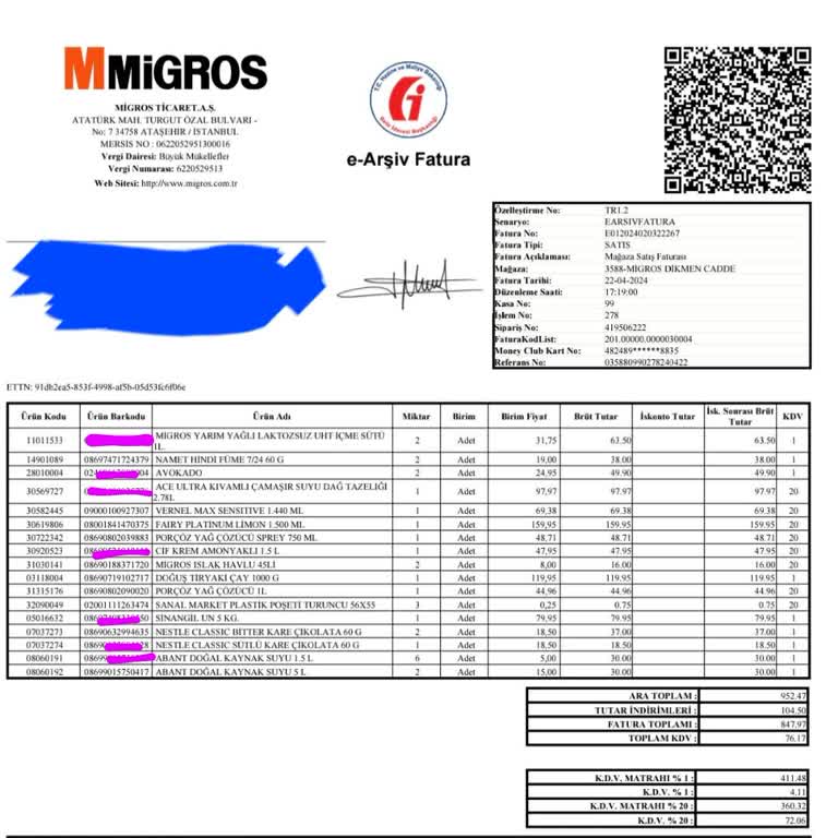 Migros Eksik Ürünler İçin Eksik Para İadesi