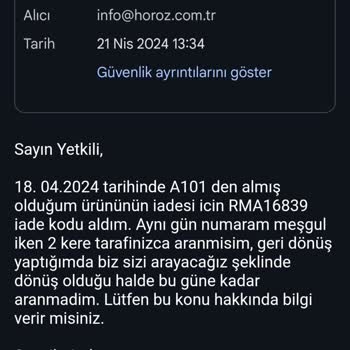 A101 Bozuk Ürün Ve Kötü Niyetli Hareket