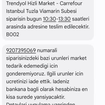 Trendyol Hızlı Market Ve Carrefour Market Mağduriyeti