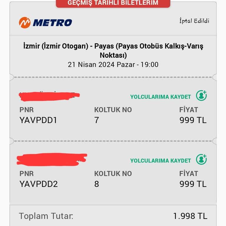 Metro Turizm Sefer İptal Ve İade Sorunu
