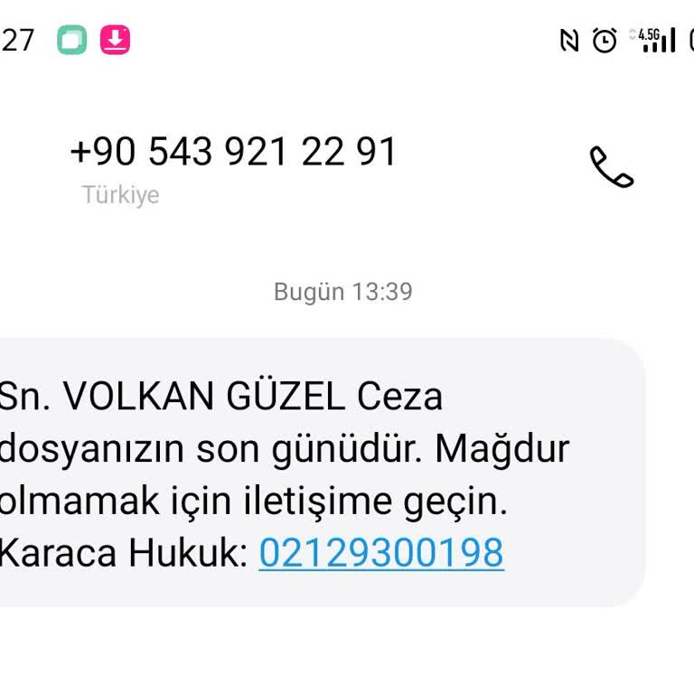 KARACA HUKUK (SMS) Karaca Hukuk Mesaj