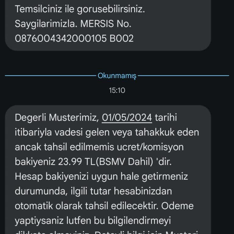 TEB Bankası 23.99 Lira Ücret Kesintisi