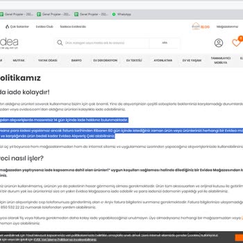 Evidea.com'un Sattığı Ürüne Sahip Çıkmaması Ve İade Almaması