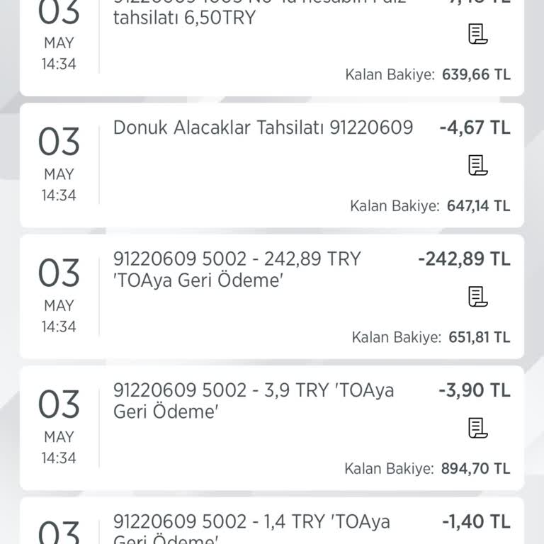Ziraat Bankası Ziraat TOA'ya Geri Ödeme Gözüküyor