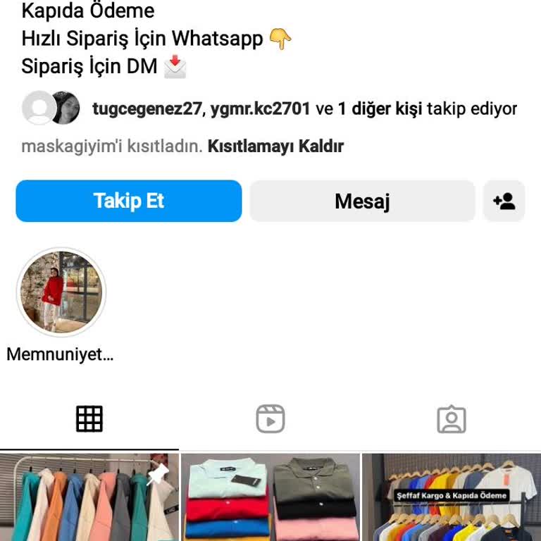 Maskagiyim (Instagram) Eksik Geldi