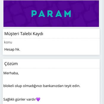 Param Hesabı Blokesi