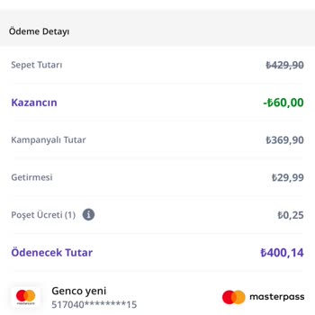 Getir İademi Almayıp Paramı İade Etmedi