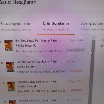 Trendyol Patika Botanik Çiçek Tohumu Siparişi Verdim Hala Gelmedi.