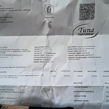 Trendyol Tuna Parfümeri Yanlış Ürün Gönderimi