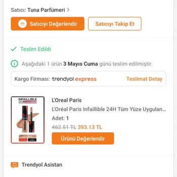 Trendyol Tuna Parfümeri Yanlış Ürün Gönderimi