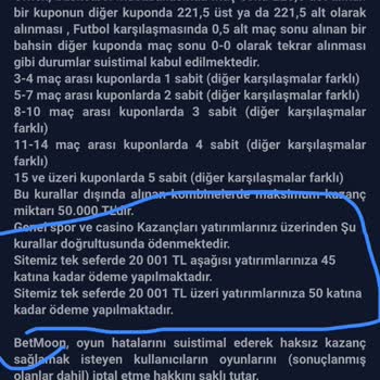 Betmoon.com Kural Uyuşmazlığı Ve Kazançları Tam Ödememe