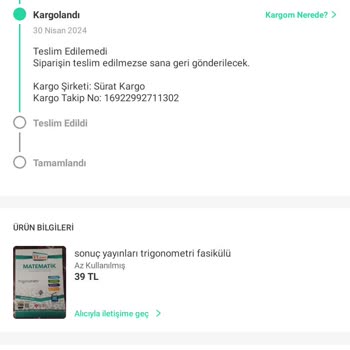 Sürat Kargo Kargoyu Şubede Bekletip Teslimat Yapmıyor