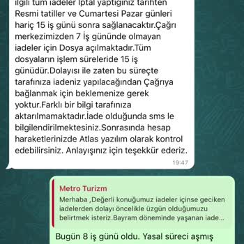 Metro Turizm Ve Obilet Para İadesi Yapmaması