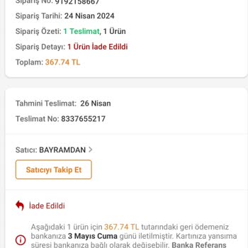 Trendyol Teslim Etmeyip Zam Yapıldıktan Sonra İptal Edilen Ürün