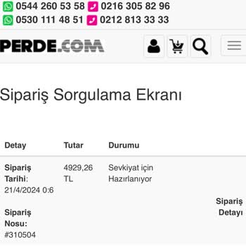 Perde.com Siparişleri Kargolamıyor. Paramızı Da İade Etmiyor.