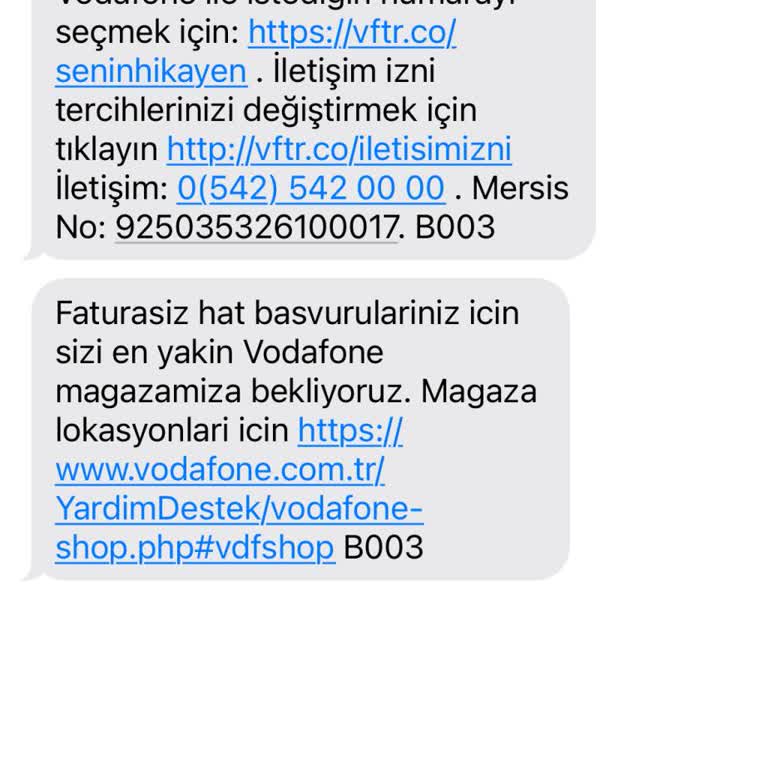 Vodafone SMS İptalinin Olmasını Talep Ediyorum