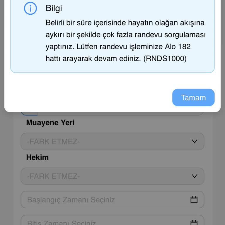 MHRS Randevu Alamıyorum Ban Yedim