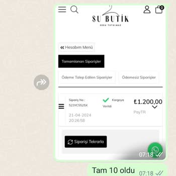 Su Butik Uzun Süreli Sipariş Gecikmesi Ve Cevap Vermeme