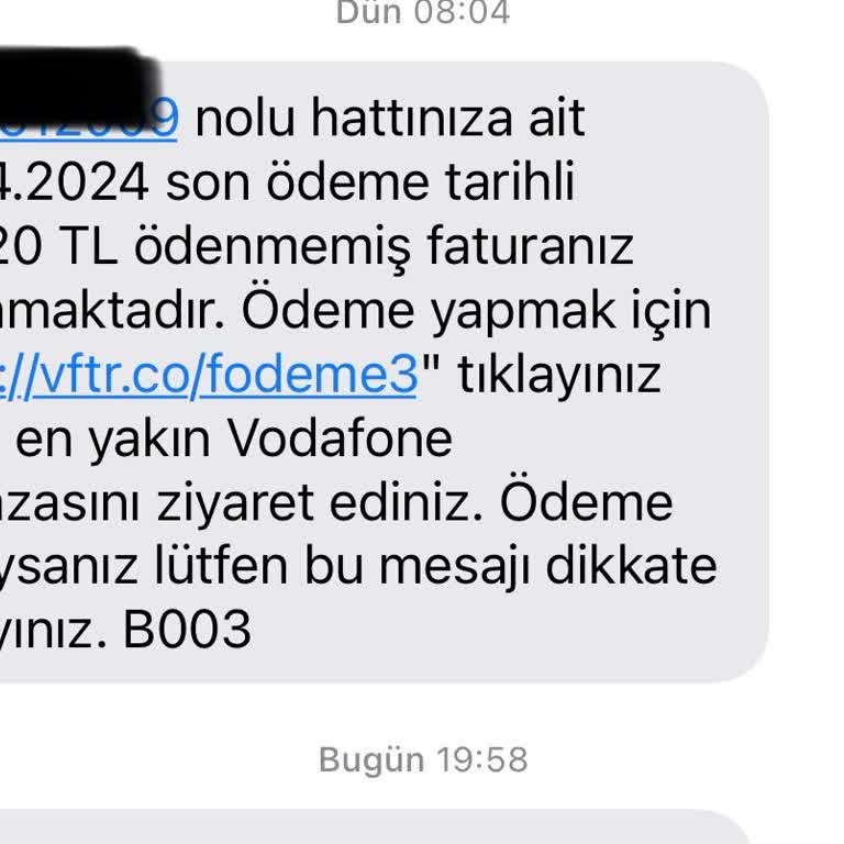 Vodafone Haksız Fatura Yansıtılmış