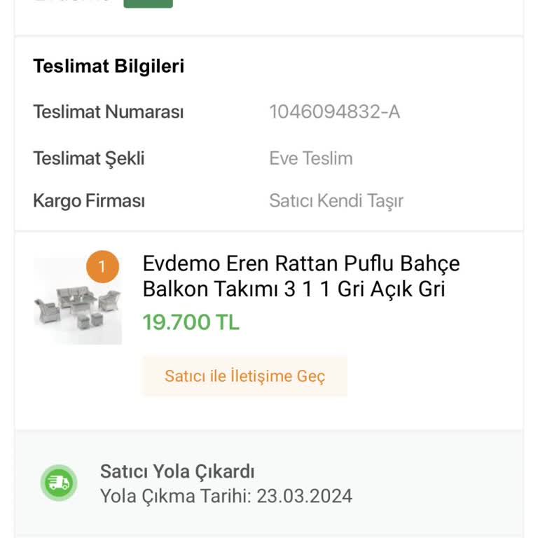 Koçtaş İnternet Sitesinden Aldığım Bahçe Takımı Teslim Edilmiyor!