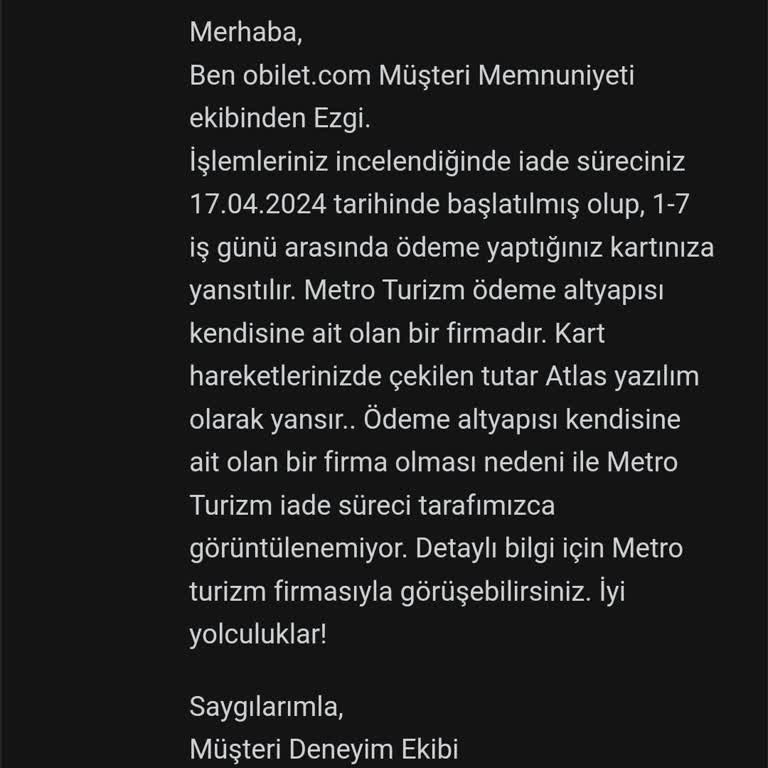 Obilet İn Satış Sonrası Hizmeti Yok