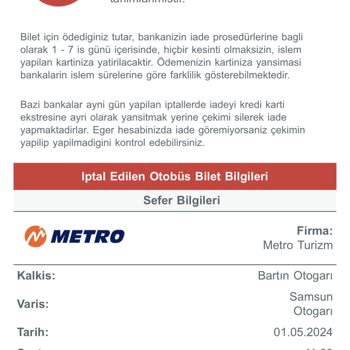 Obilet Ücret İade Edilmedi