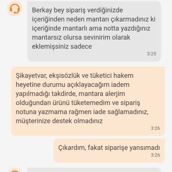 Trendyol Yemek Trendyol GO'da Siparişten Çıkarmama Rağmen Mantarlı Ürün Geldi