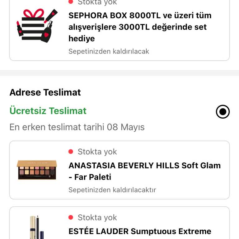 Sephora Teslimat Ve Stok
