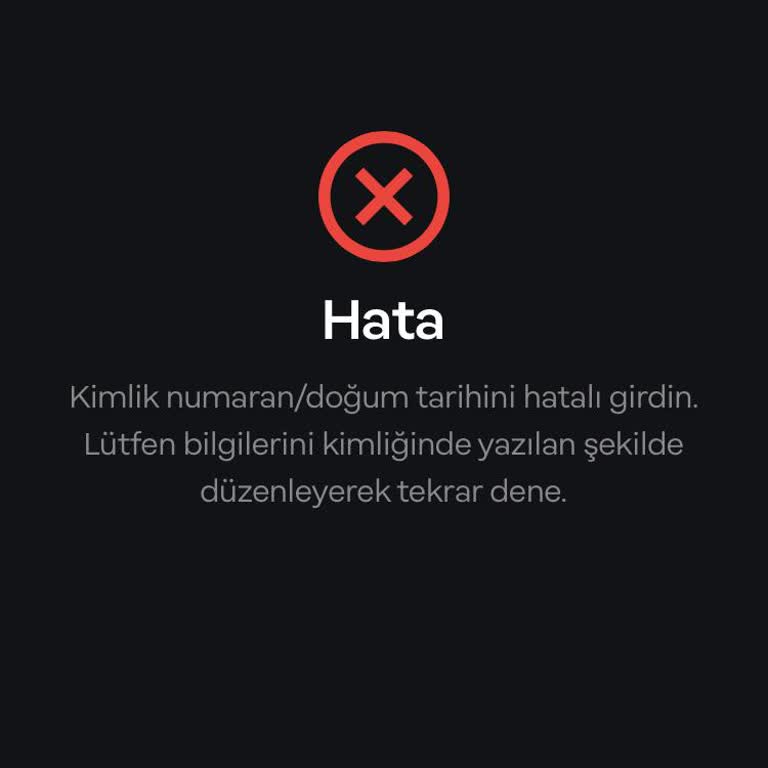 Papara T. C. Kimlik Hatası
