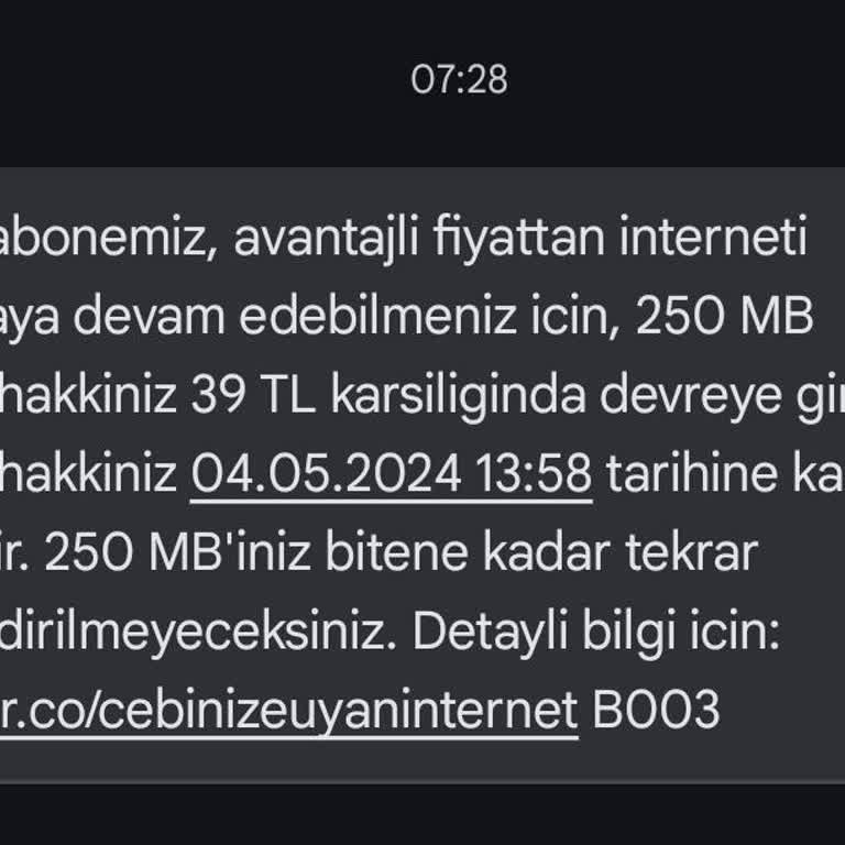 Vodafone 250mb 39 TL