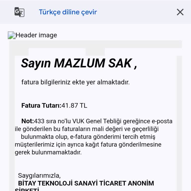 Bitay Teknoloji Şirketi Bir Fatura Yollamış Amaç Nedir