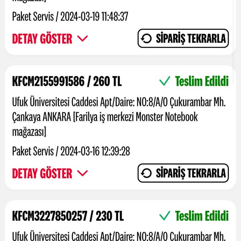 KFC Para İadesi Yapılmadı
