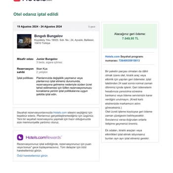 Hotels.com Hotels İn Gerekçesiz İptali